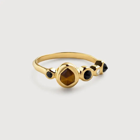 Gold Vermeil MV Siren™ Bezel Multi Gemstone Ring - Tigers Eye