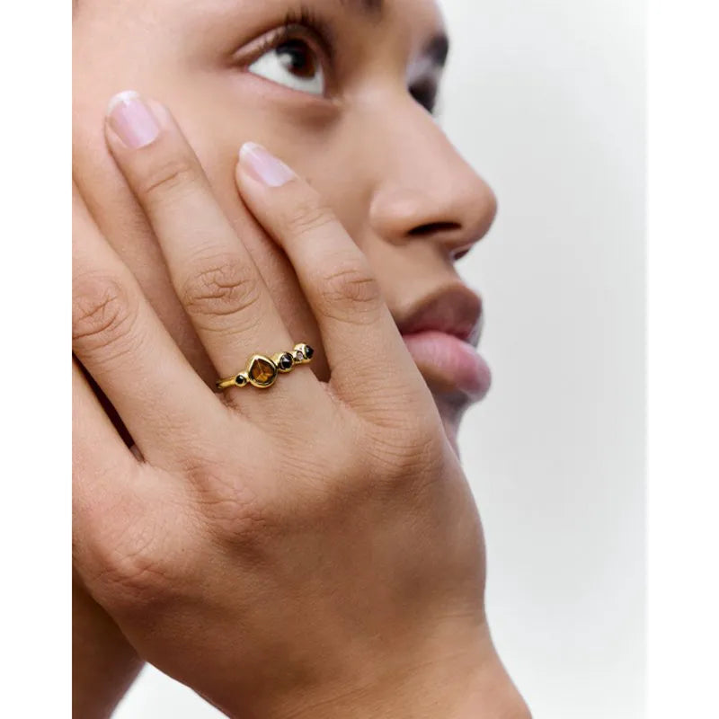 Gold Vermeil MV Siren™ Bezel Multi Gemstone Ring - Tigers Eye