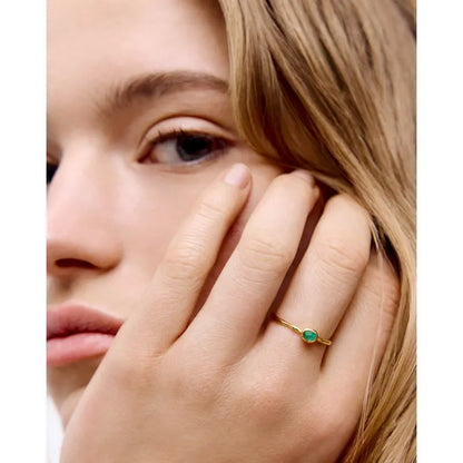 Gold Vermeil Odyssey Gemstone Stacking Ring - Green Onyx
