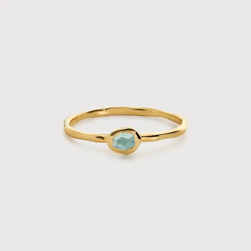 Gold Vermeil Odyssey Gemstone Stacking Ring - Aquamarine