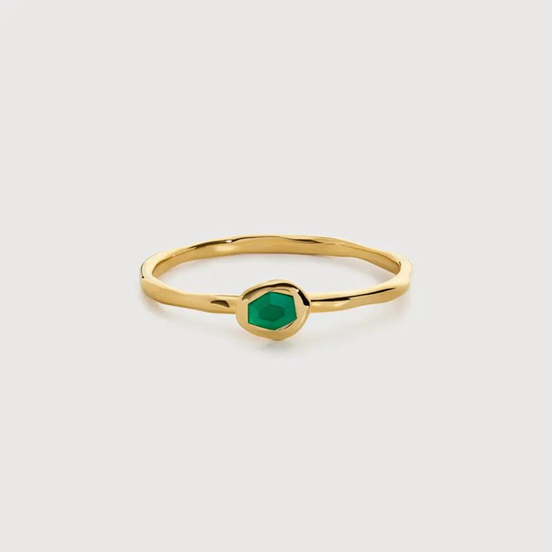 Gold Vermeil Odyssey Gemstone Stacking Ring - Green Onyx