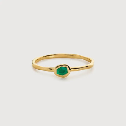 Gold Vermeil Odyssey Gemstone Stacking Ring - Green Onyx