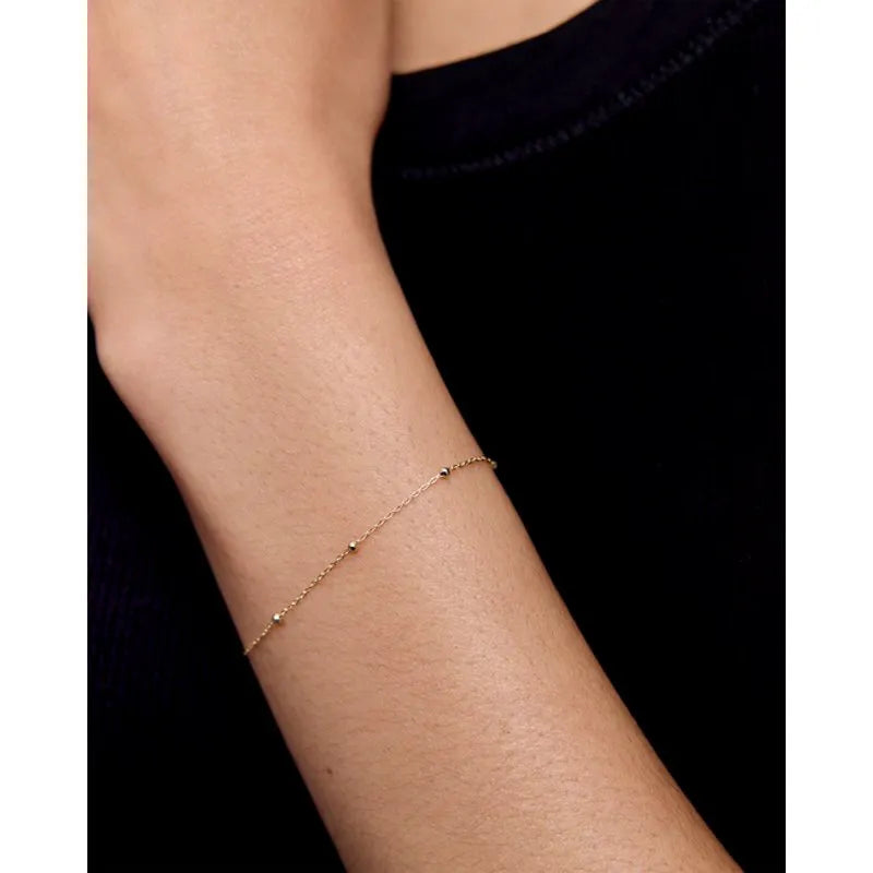 Gold Beaded Chain Bracelet