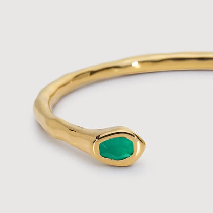 Gold Vermeil Odyssey Gemstone Open Cuff - Green Onyx