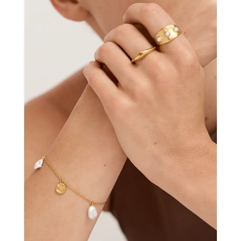 Gold Vermeil Capri Triple Pearl Ring - Capri Triple Pearl Ring - Pearl