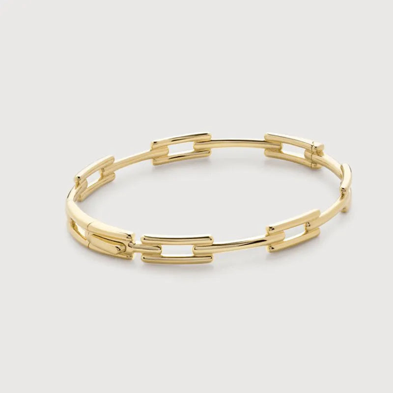 Gold Signature Link Slim Bangle -