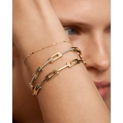 Gold Signature Link Slim Bangle -