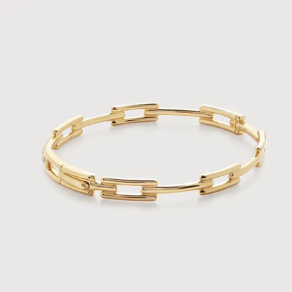 Gold Signature Link Diamond Slim Bangle - Lab Grown Diamond