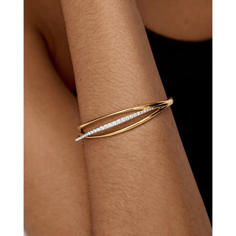 Gold Vermeil Nura Wrap Pavé Diamond Bangle - Lab Grown Diamond