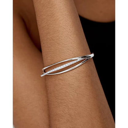 Sterling Silver Nura Wrap Pavé Diamond Bangle - Lab Grown Diamond