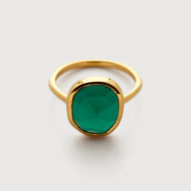Gold Vermeil MV Siren™ Gemstone Medium Ring - Green Onyx