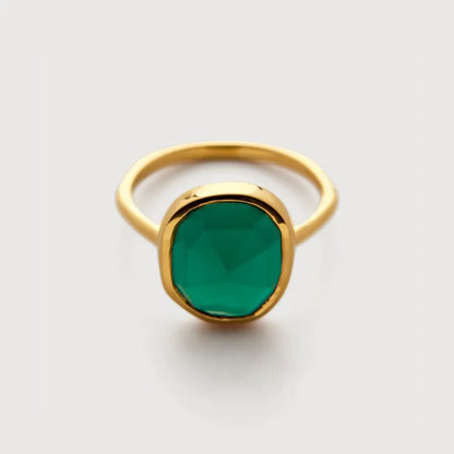 Gold Vermeil MV Siren™ Gemstone Medium Ring - Green Onyx