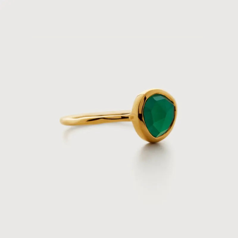 Gold Vermeil MV Siren™ Gemstone Ring - Green Onyx