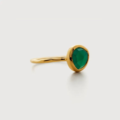 Gold Vermeil MV Siren™ Gemstone Ring - Green Onyx