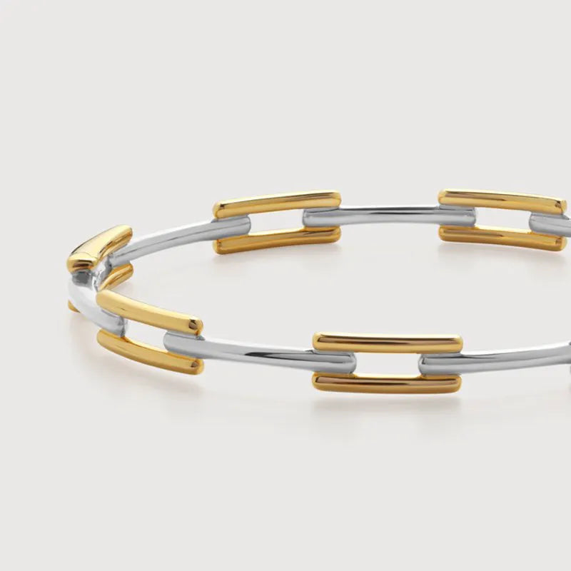 Gold Vermeil Signature Link Mixed Metal Slim Bangle