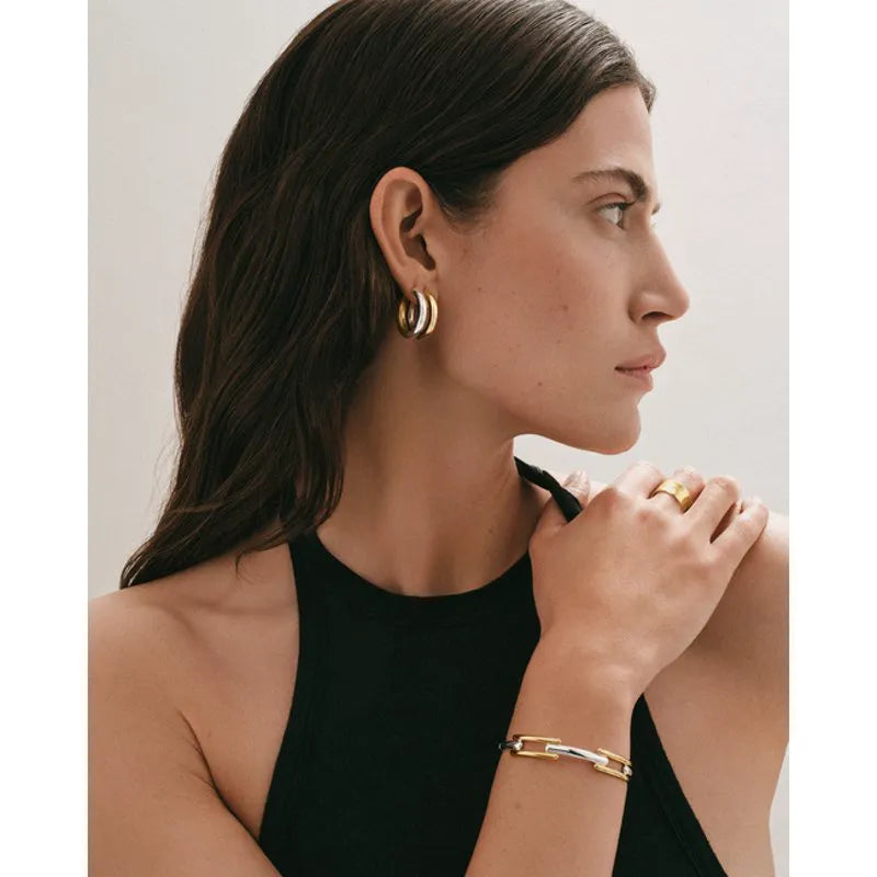 Gold Vermeil Signature Link Mixed Metal Bangle