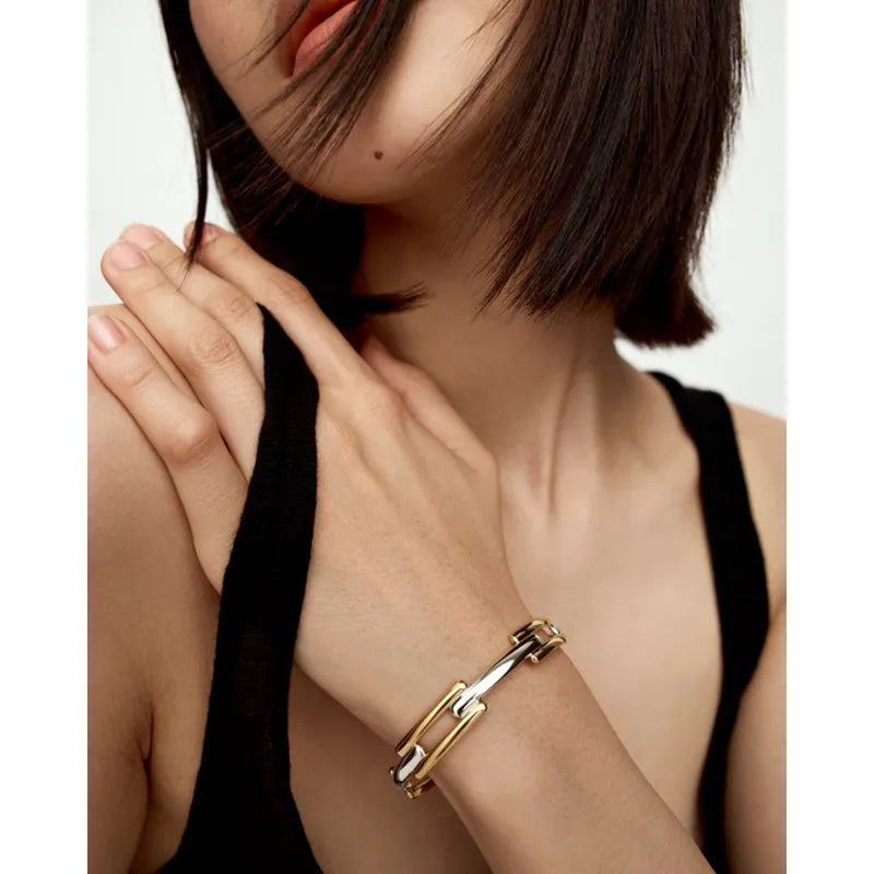 Gold Vermeil Signature Link Mixed Metal Bangle