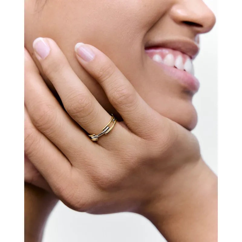 Gold Vermeil Signature Link Mixed Metal Stacking Ring