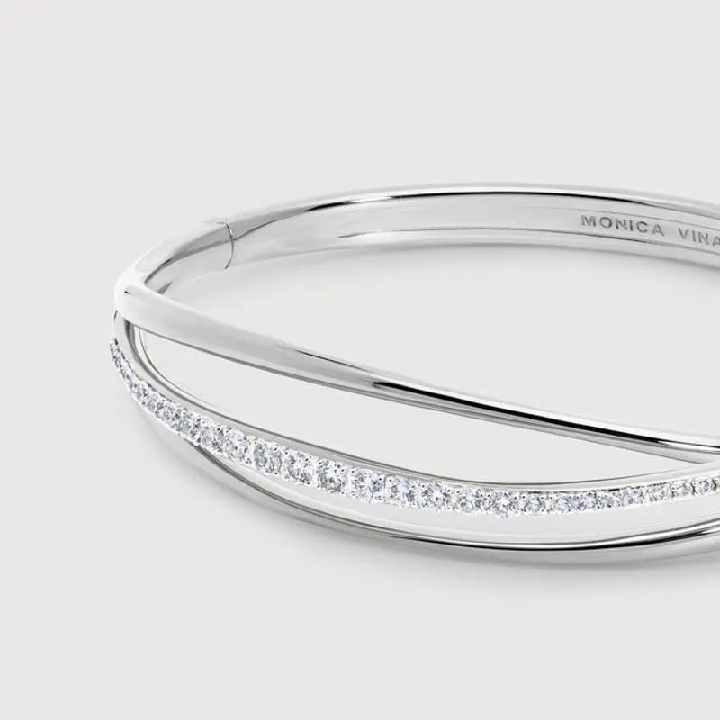 Sterling Silver Nura Wrap Pavé Diamond Bangle - Lab Grown Diamond