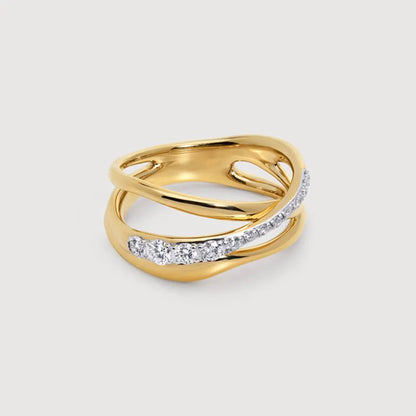 Gold Vermeil Nura Pavé Diamond Crossover Ring - Lab Grown Diamond