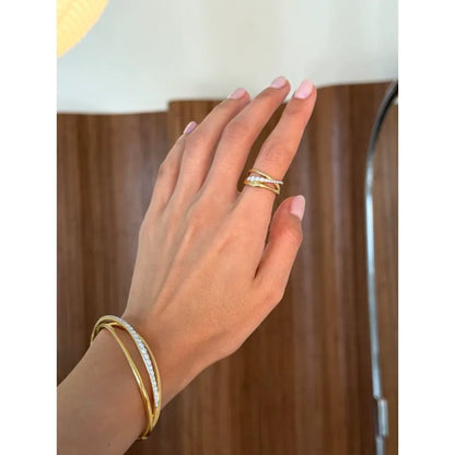 Gold Vermeil Nura Pavé Diamond Crossover Ring - Lab Grown Diamond
