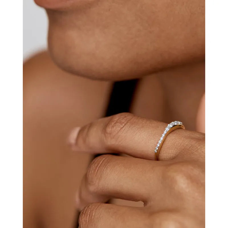 Gold Vermeil Riva Pavé Diamond Stacking Ring - Lab Grown Diamond