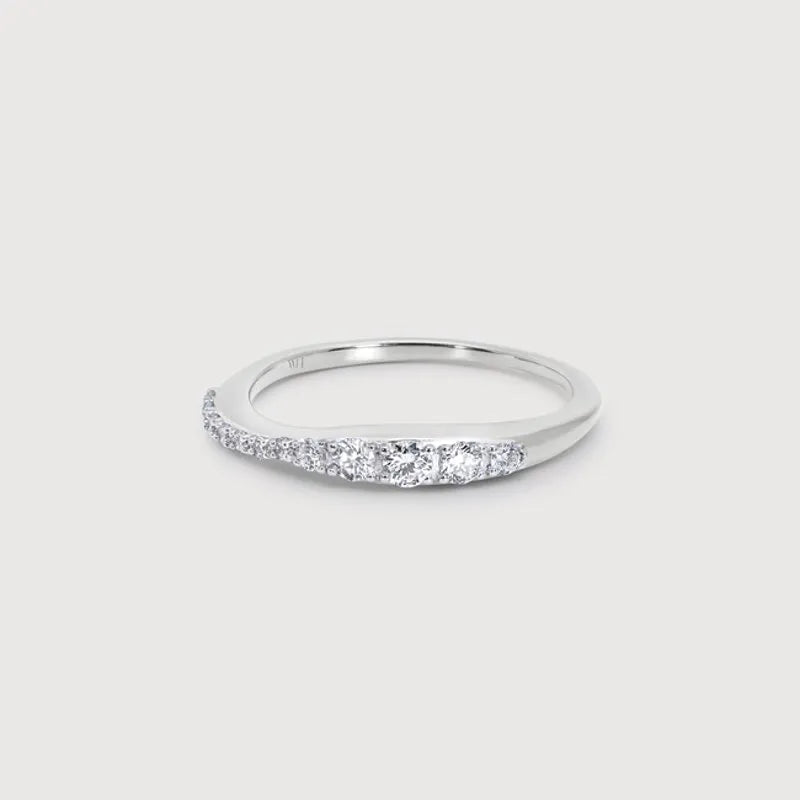 Sterling Silver Riva Pavé Diamond Stacking Ring - Lab Grown Diamond