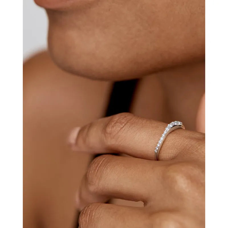 Sterling Silver Riva Pavé Diamond Stacking Ring - Lab Grown Diamond