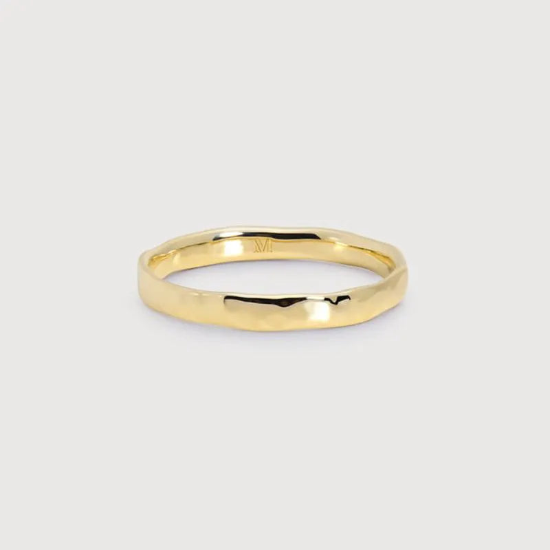 Gold Hammered Slim Band