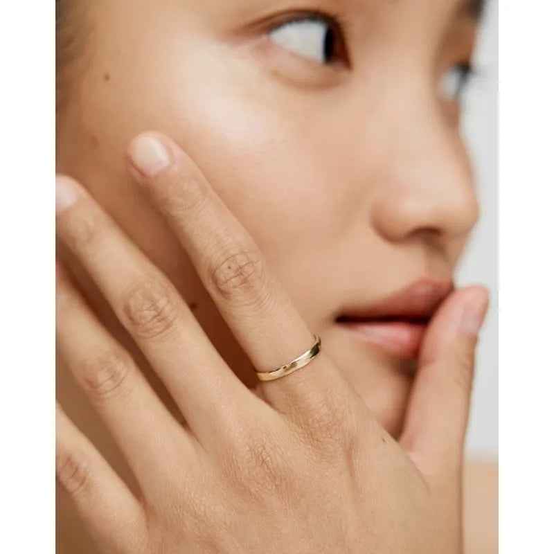 Gold Hammered Slim Band