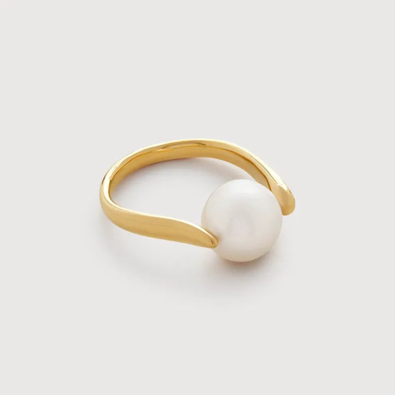 Gold Vermeil Nura Round Pearl Ring - Pearl