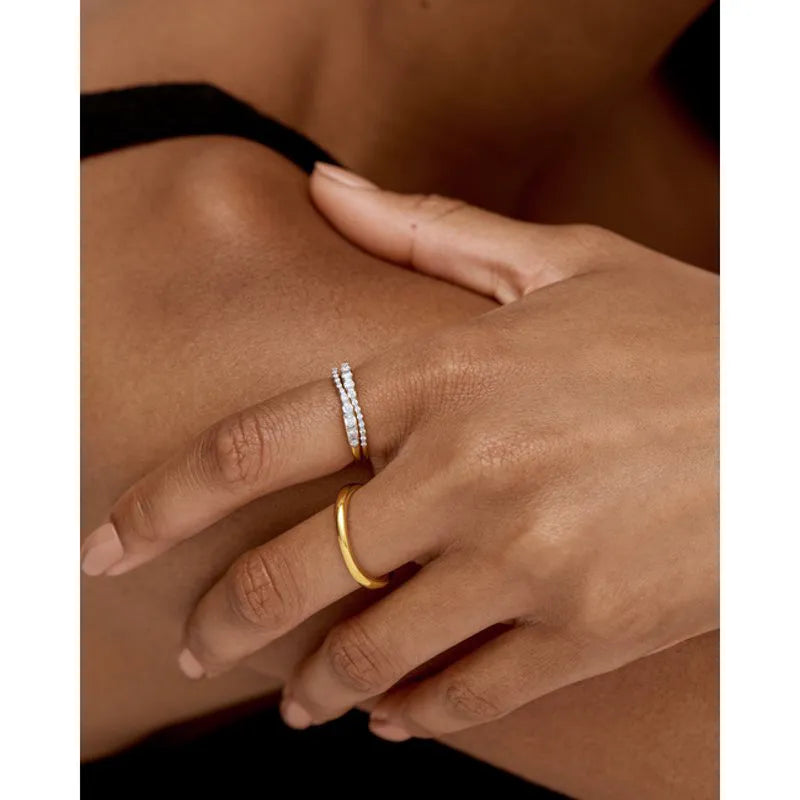 Gold Vermeil Riva Pavé Diamond Stacking Ring - Lab Grown Diamond