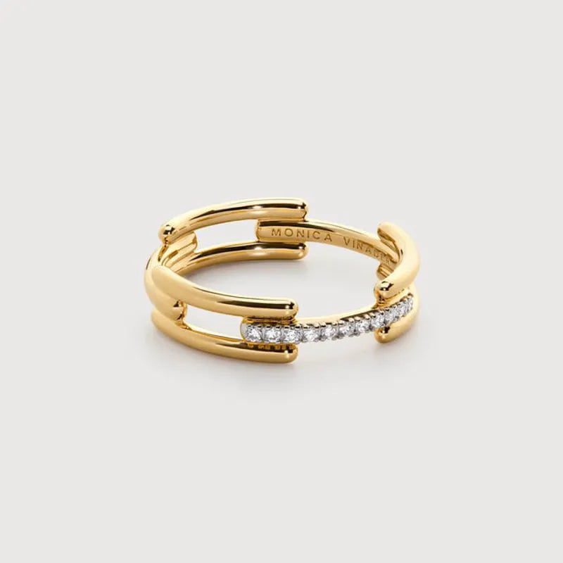 Gold Vermeil Signature Link Diamond Ring - Lab Grown Diamond