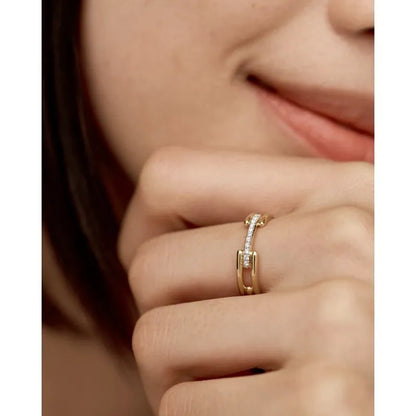 Gold Vermeil Signature Link Diamond Ring - Lab Grown Diamond