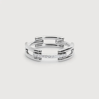 Sterling Silver Signature Link Diamond Ring - Lab Grown Diamond