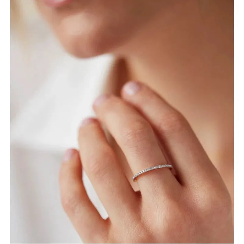 Rose Gold Vermeil Diamond Eternity Ring 0.8mm - Diamond