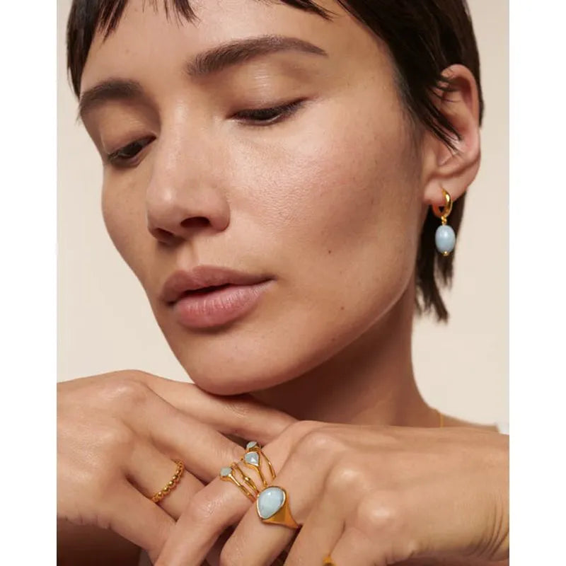 Gold Vermeil MV Siren™ Gemstone Stacked Ring - Green Onyx