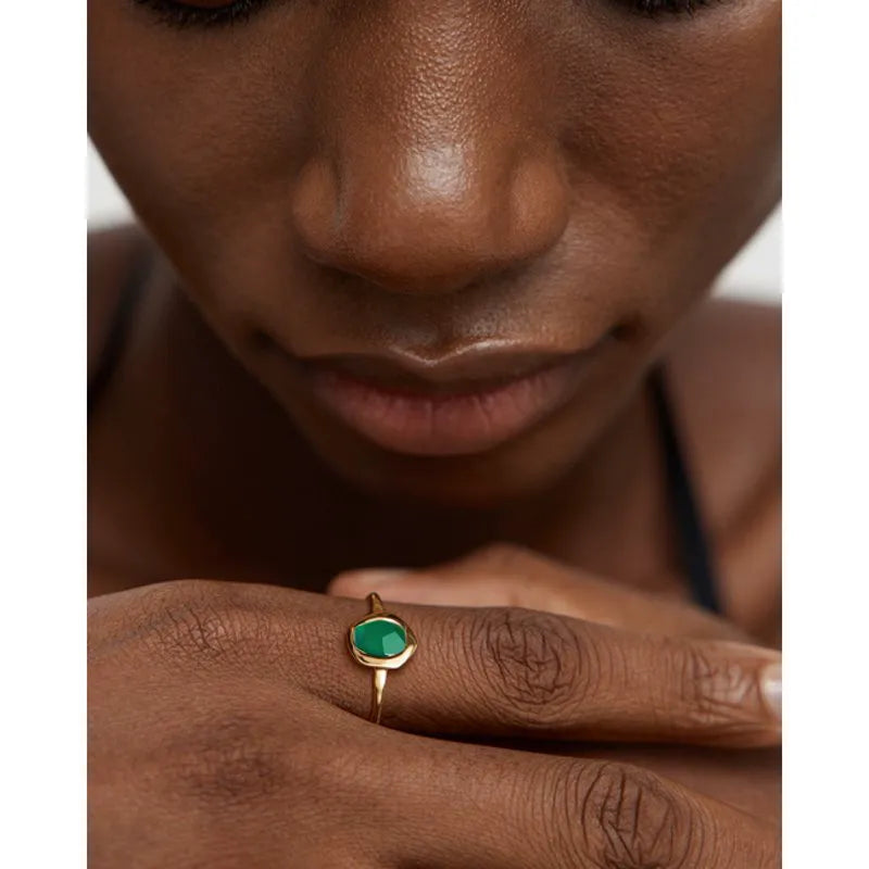 Gold Vermeil Odyssey Gemstone Ring - Green Onyx