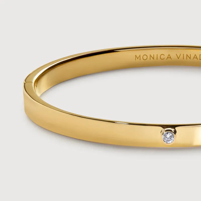 Gold Vermeil Solitaire Diamond Bangle 1.6mm - Lab Grown Diamond