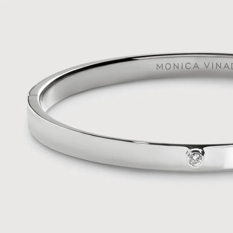 Sterling Silver Solitaire Diamond Bangle 1.6mm - Lab Grown Diamond