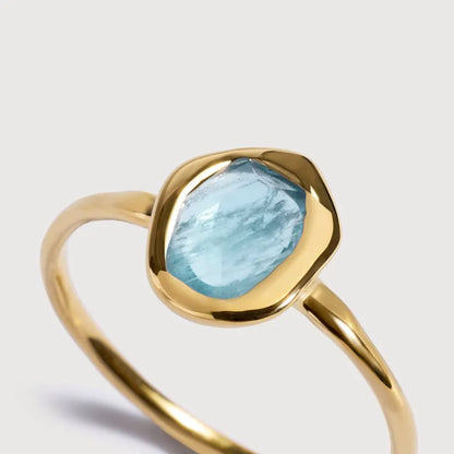 Gold Vermeil Odyssey Gemstone Ring - Aquamarine