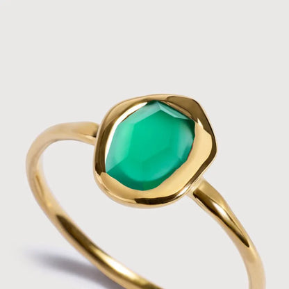 Gold Vermeil Odyssey Gemstone Ring - Green Onyx