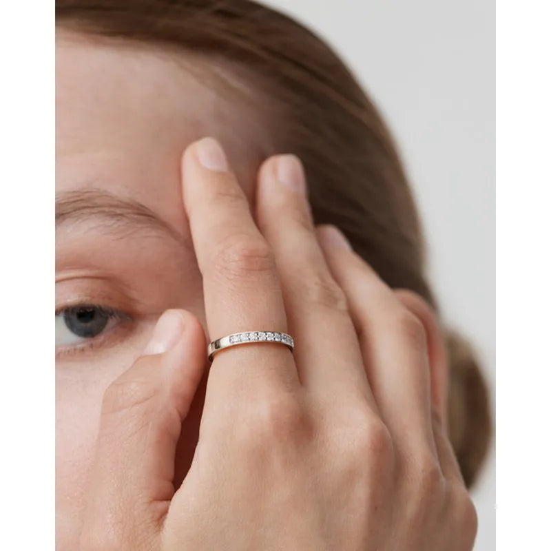 Sterling Silver Essential Pavé Diamond Ring - Lab Grown Diamond