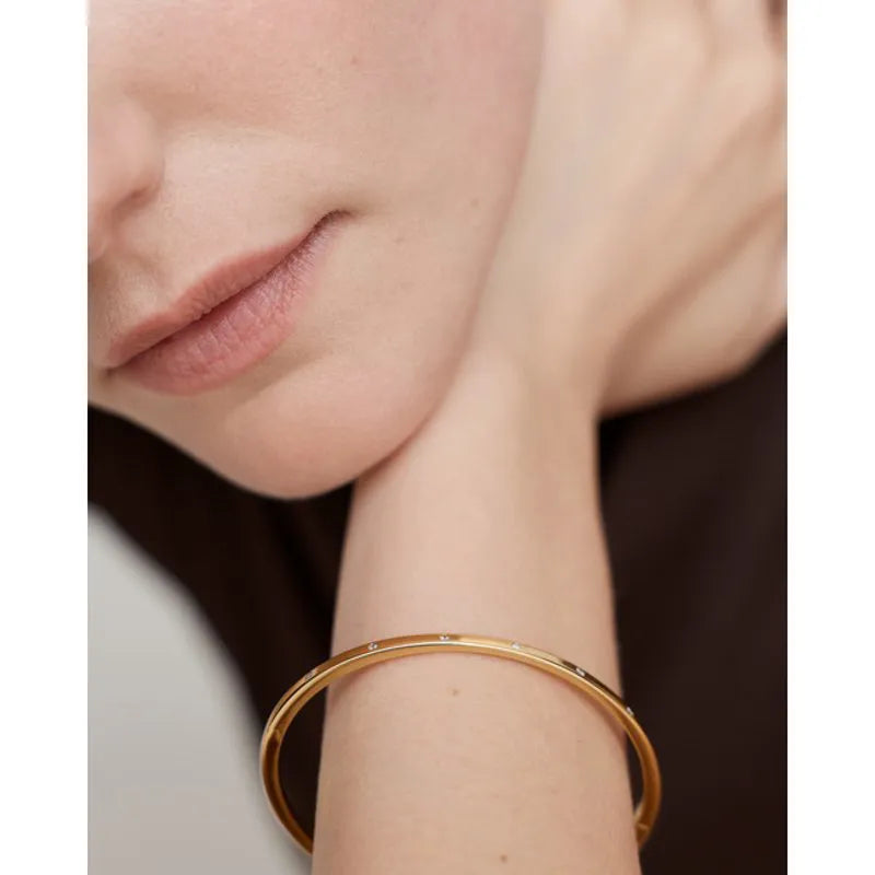 Gold Vermeil Essential Diamond Station Bangle - Lab Grown Diamond