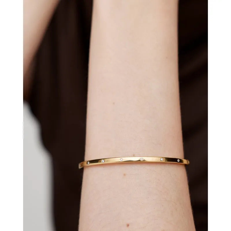 Gold Vermeil Essential Diamond Station Bangle - Lab Grown Diamond