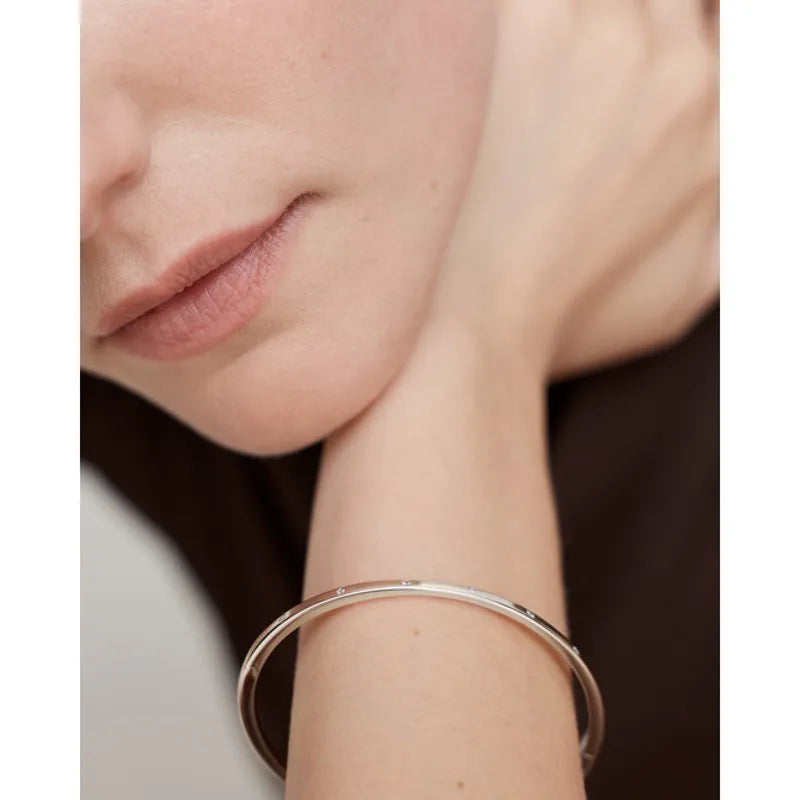 Sterling Silver Essential Diamond Station Bangle - Lab Grown Diamond