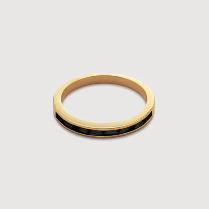 Gold Vermeil Mini Baguette Gemstone Half Eternity Ring - Black Spinel