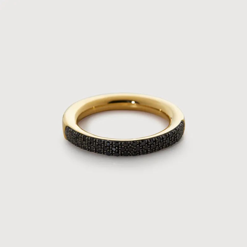 Gold Vermeil Fiji Full Diamond Pave Ring - Black Diamond
