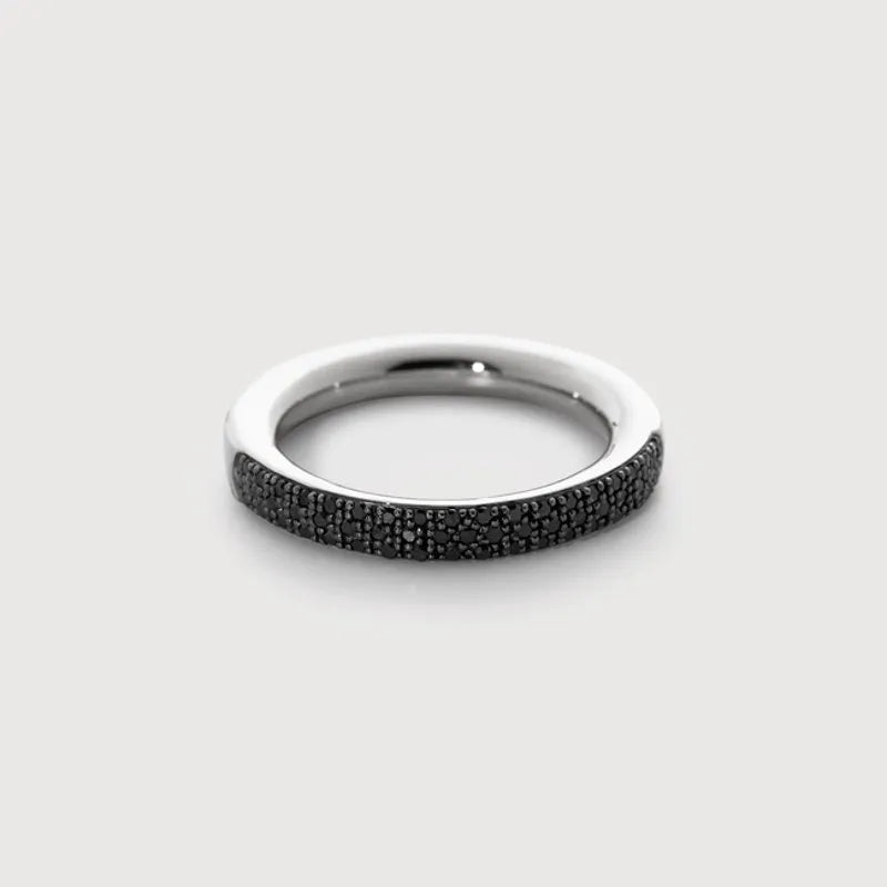 Sterling Silver Fiji Full Diamond Pave Ring - Black Diamond