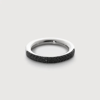 Sterling Silver Fiji Full Diamond Pave Ring - Black Diamond